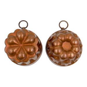 1940s Mini Copper Cake Molds Christian Wagner Rein Kupfer Handmade in Germany - Set of 2