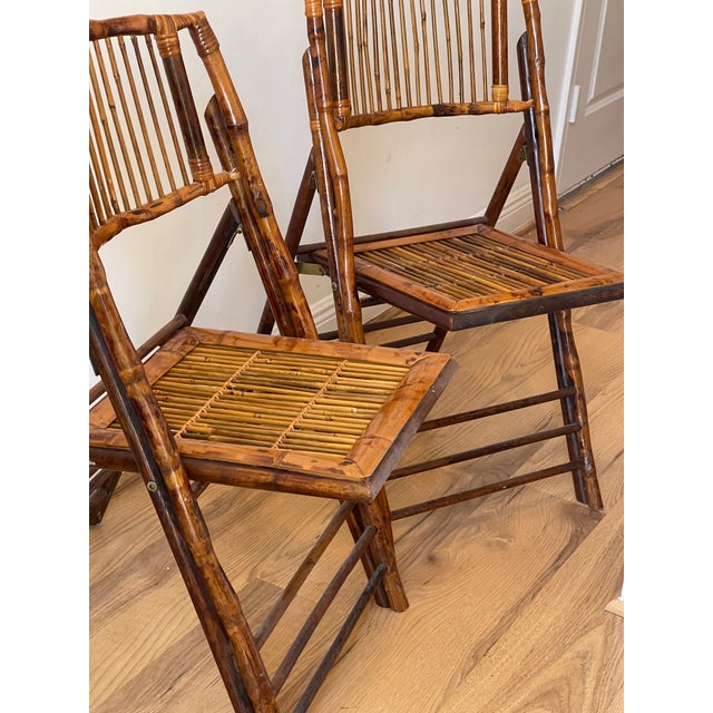 1960s Reduced/Pair Vintage Bamboo Campaign Folding Chairs For Sale - Image 5 of 5