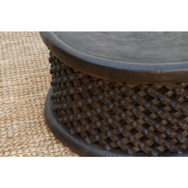 Finely Carved African Round Coffee Table For Sale - Image 4 of 8