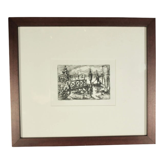 Etching of Venice Huber Mid-Century For Sale