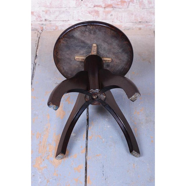 Gold Art Deco Piano Stool in Beech and Iron, Czech, 1940s For Sale - Image 8 of 10