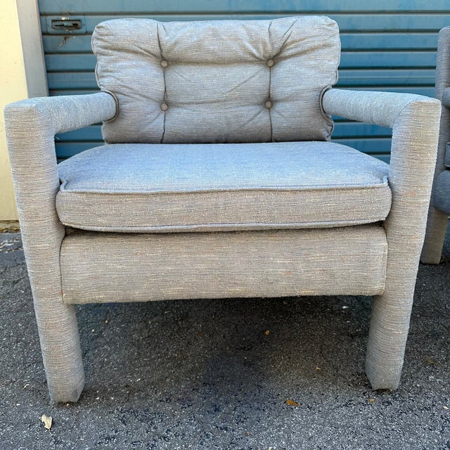 1970’s Milo Baughman Style Parson’s Club Chairs - A Pair For Sale - Image 14 of 15
