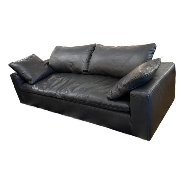Restoration Hardware the Cloud Sofa, Ebony Cavalo Leather. Original Price: $15,865 For Sale