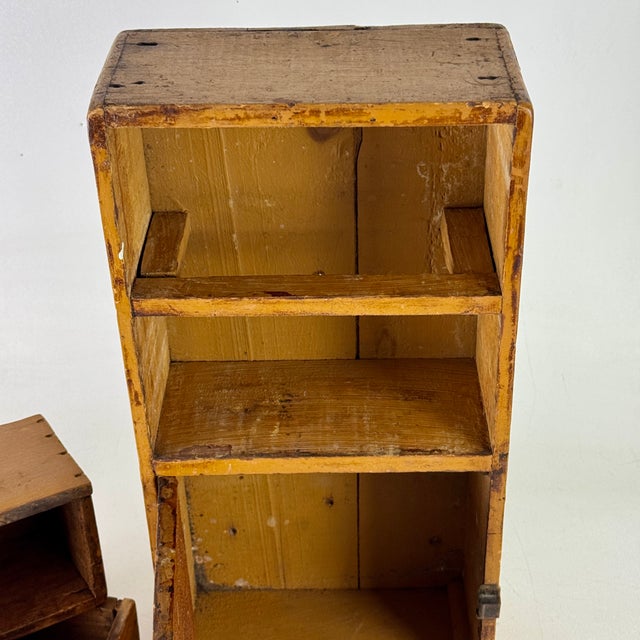 Spectacular Diminutive Antique Painted Pine Apothecary 3 Compartment Cupboard With Labels For Sale - Image 11 of 16
