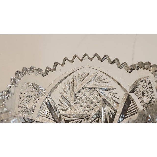 Antique Imperial Glass Nucut Footed Compote in Clear Pressed Glass With Sawtooth Rim For Sale - Image 10 of 18
