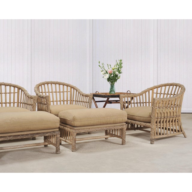 Wood Set of Six Rattan Lounge Chairs & Two Ottomans by Danny Ho Fong For Sale - Image 7 of 18