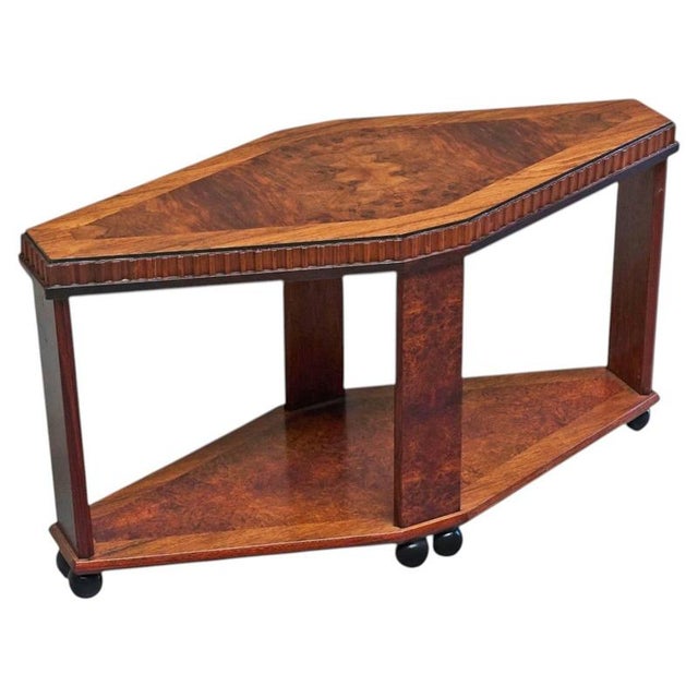 Art Deco Diamond-Shaped Side Table in Burl Wood, Europe, 1930s For Sale - Image 14 of 14