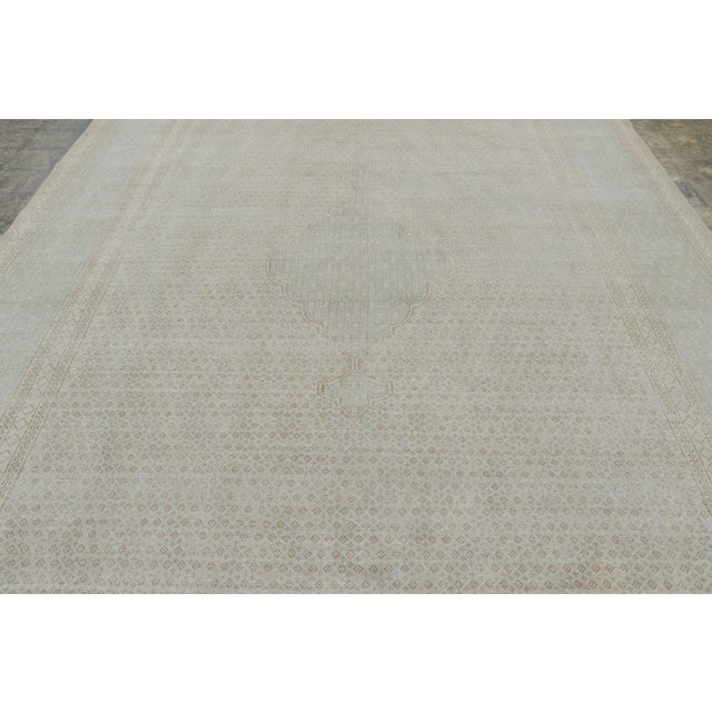 Rug & Kilim Vintage Distressed Persian Tabriz Rug With Blue Pendant Medallion - Rug & Kilim For Sale - Image 4 of 9
