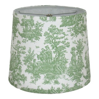 10" Sage Toile Drum Lamp Shade For Sale