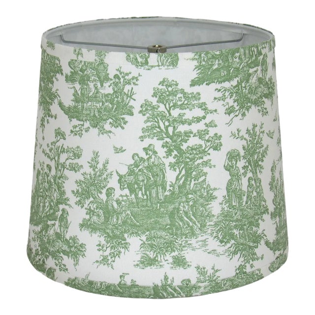 10" Sage Toile Drum Lamp Shade For Sale