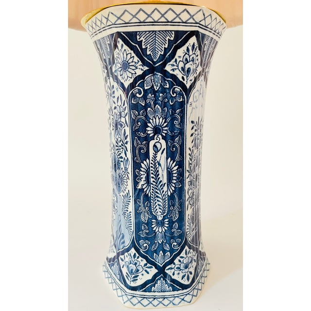 Antique Pillar Lamps from Royal Delft, 1930, Set of 2 For Sale - Image 4 of 8