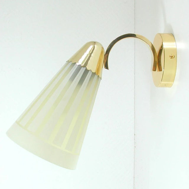 1950s Mid-Century German Brass and Glass Wall Light Sconce, 1950s For Sale - Image 5 of 12