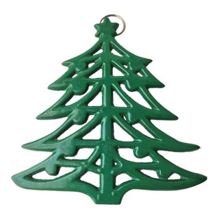 Vintage Cast Iron Christmas Tree Trivet For Sale