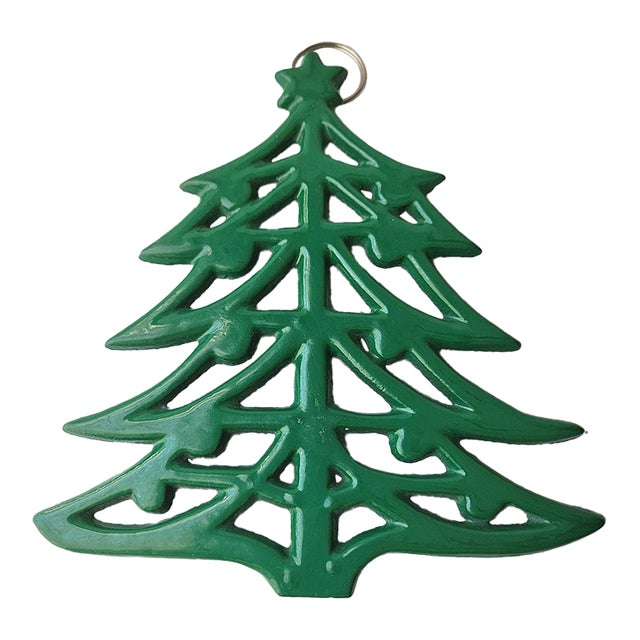 Vintage Cast Iron Christmas Tree Trivet For Sale