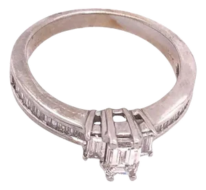 14 Karat White Gold Engagement Ring Bridal Ring 0.75 Total Diamond Weight