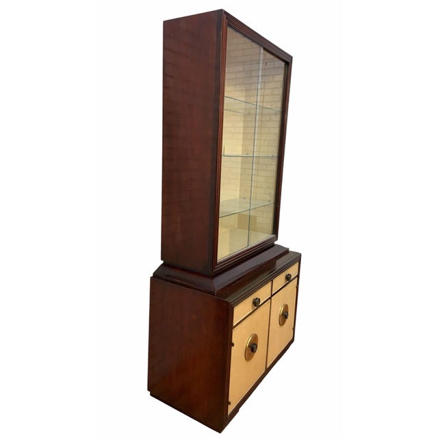 Art Deco Paul Frankl for Johnson Furniture Mahogany & Cork Buffet Cabinet For Sale - Image 10 of 12