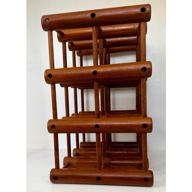 Mid 20th Century Vintage Mid-Century Modern Teak Wood Adjustable Wine Rack Holds 12 Bottles in the Style of Nissen Langaa of Denmark For Sale - Image 5 of 12
