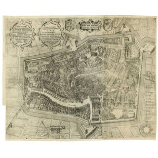 Antique Map of the City of Leeuwarden by Bast, 1603 For Sale