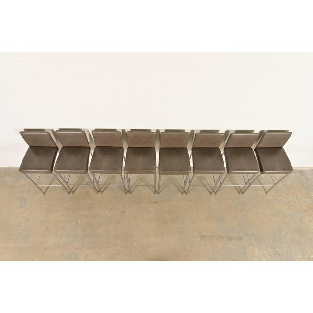 Early 21st Century Steelcase Coalesse Modern Leather and Chrome Bar Stools, Set of Eight For Sale - Image 5 of 13