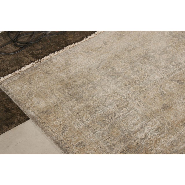 2010s Rug & Kilim’s Transitional Style Rug in an All Over Gray, Beige-Brown Floral Pattern For Sale - Image 5 of 7