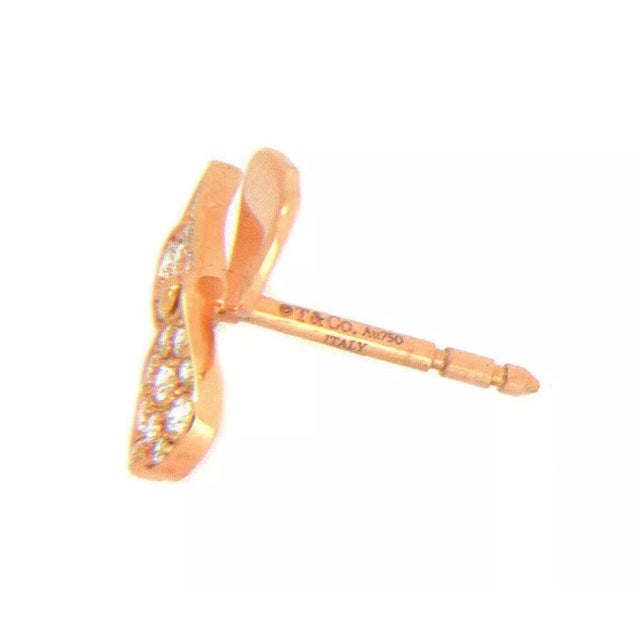 Late 20th Century Tiffany & Co. Diamond 18k Rose Gold Paper Flower Stud Earrings, 2 Pieces For Sale - Image 5 of 6