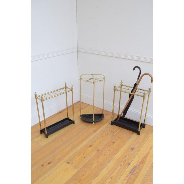 English Demi Lune Umbrella Stand in Brass, 1900 For Sale - Image 9 of 11