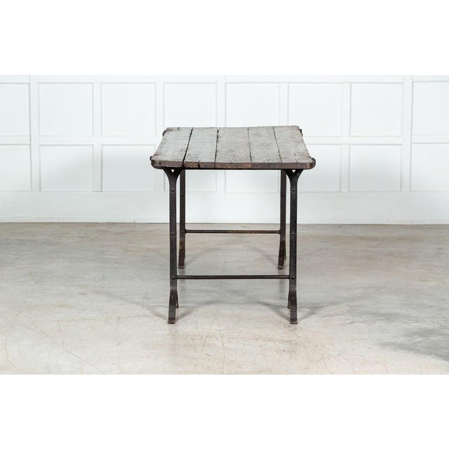 19th Century Iron & Pine Trestle Table, 1890s For Sale - Image 15 of 18