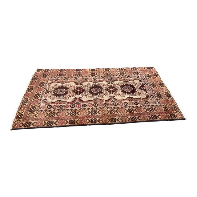 1970s Baluchi and Turkmen Wool Rug For Sale