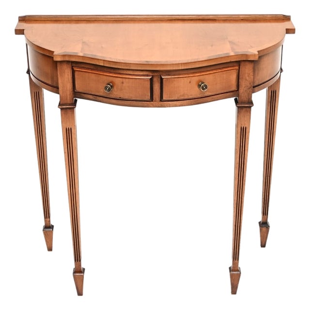 Antique Georgian Style Yew Wood Console Table, 1950 For Sale