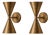 Handcrafted Brass Double-Cone Wall Sconces Sculptural Bedroom & Living Room Lighting - Set of 2 For Sale