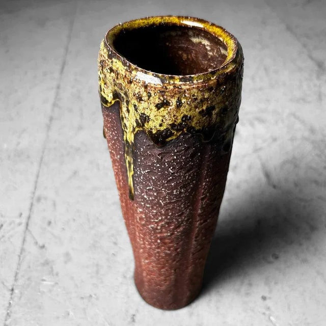 Brutalist Mid-Century Earthenware Ikebana Flower Vase, Japan, 1960s For Sale - Image 3 of 11