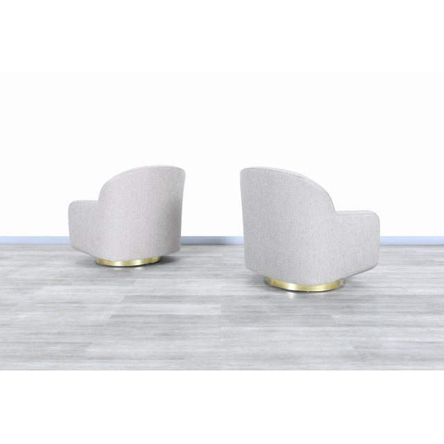 Directional Mid-Century Modern Brass Swivel Lounge Chairs by Directional - A Pair For Sale - Image 4 of 11