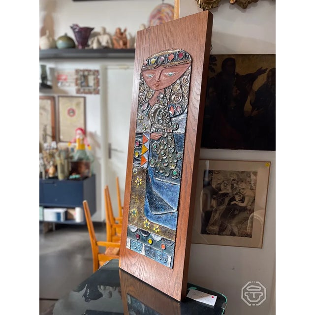 Ceramic Madonna Painting by Alain di Bin, 1960s For Sale - Image 10 of 11