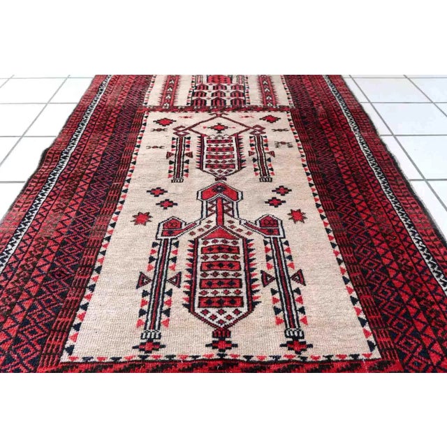 Beige 1910s Handmade Antique Afghan Baluch Prayer Rug 2.8' X 4.2' For Sale - Image 8 of 12