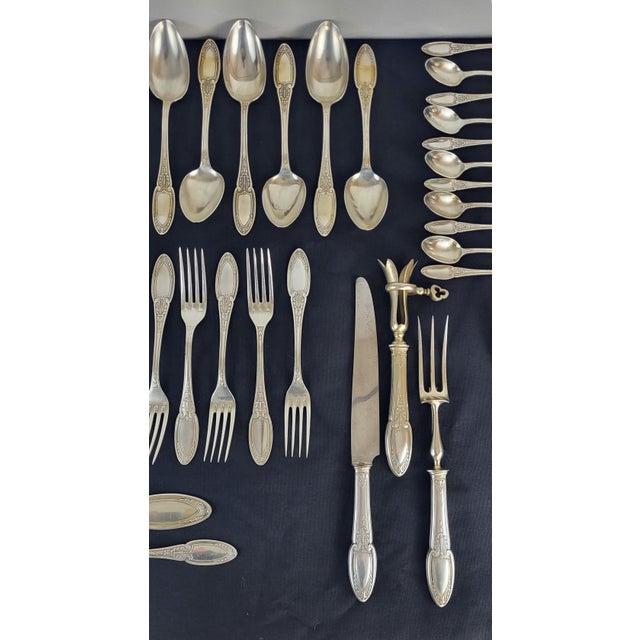 Antique Silver-Plated Flatware Set by Maison Ercuis, 1890s, Set of 61 For Sale - Image 6 of 14