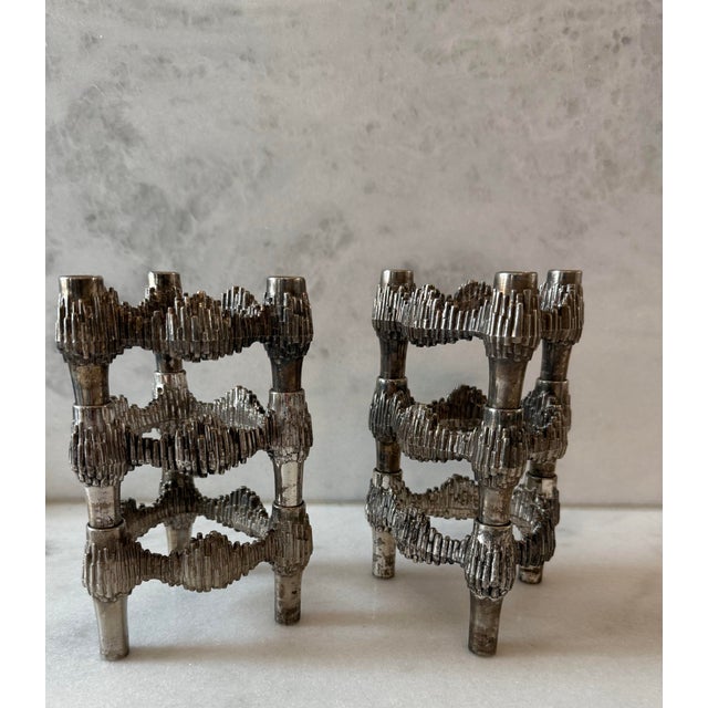 Set of 3 Vintage Brutalist Candleholders by Quist For Sale - Image 10 of 12