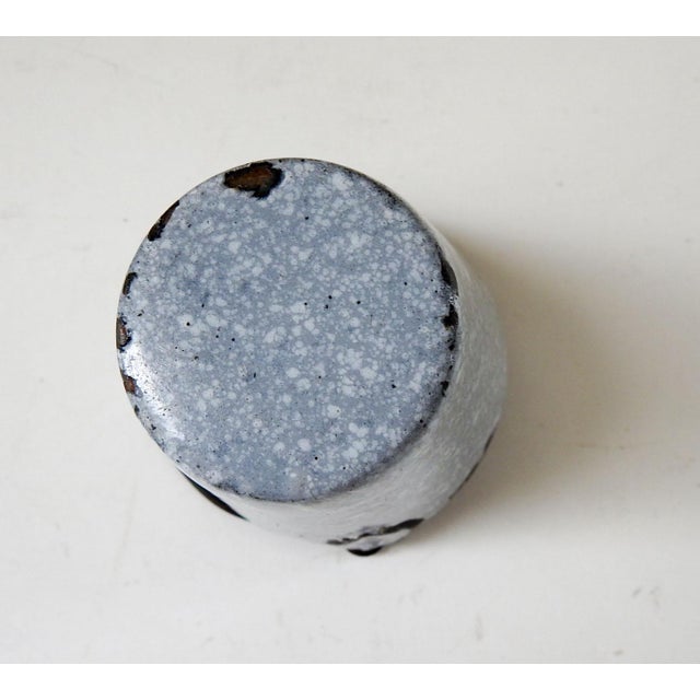 Tiny Vintage Gray Graniteware Match Holder Bucket Pail For Sale - Image 4 of 5