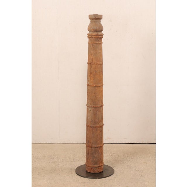 19th Century 19th Century British Colonial Carved Wood Column on Stand For Sale - Image 5 of 11