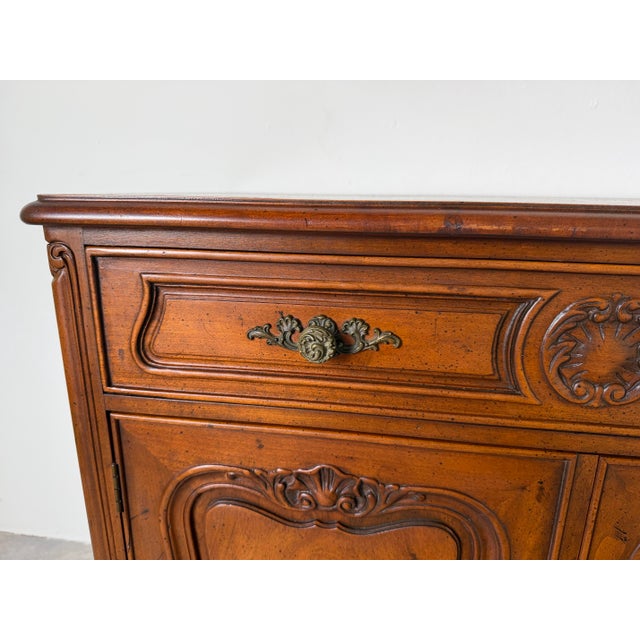 1970s Henredon French Provincial Carved Walnut Sideboard Cabinet For Sale - Image 9 of 12