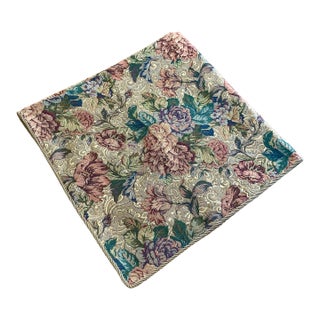 Vintage Tapestry Floral Jacquard Gold Cord Trim Tablecloth For Sale