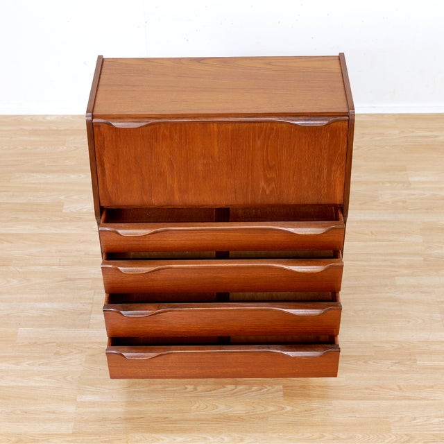 1960s Mid Century Danish Teak Secretary Desk For Sale - Image 10 of 11