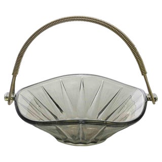 Vintage Glass Basket, Italy, 1950s For Sale
