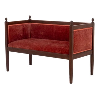 Louis XVI Style Velvet Upholstered Mahogany Sofa For Sale