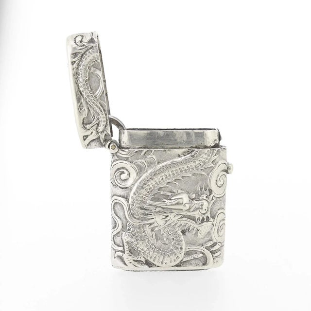 Metal Antique Wang Hing Chinese Export Silver Vesta or Matchsafe For Sale - Image 7 of 11
