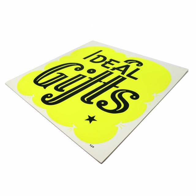 Mid-Century Modern 1960s Screen Printed "Ideal Gifts" Trade Sign For Sale - Image 3 of 5