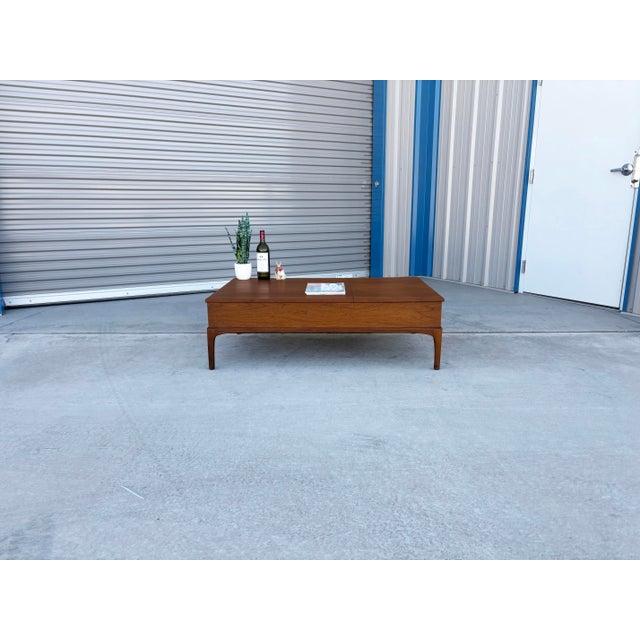 Lane Furniture Mid-Century Modern “Rythm” Walnut Coffee Table With Storage by Lane Furniture For Sale - Image 4 of 12