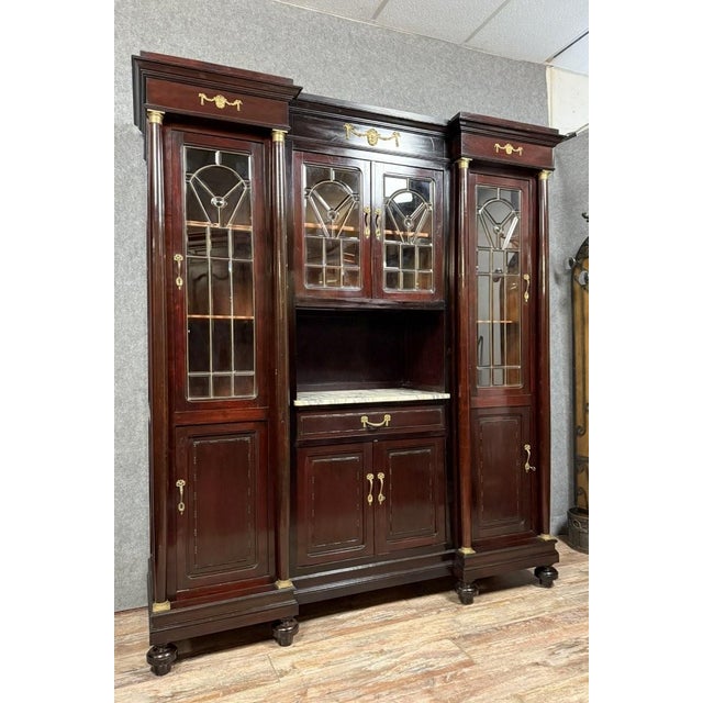 Large 19th Century Empire Mahogany Display Bookcase, 1890s For Sale - Image 5 of 8