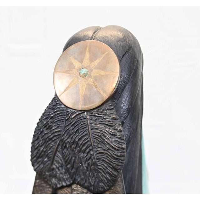 Native American Mother and Child Figurine in Bronze by Ernest Bo Mirabel, 1990s For Sale - Image 10 of 13