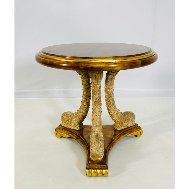 Traditional 1980s Vintage Tabouret Table With Dolphin Design & Gold Accents For Sale - Image 3 of 12