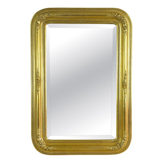 Biedermeier Gilt Wall Mirror with Floral Design, Austria, 1840s For Sale